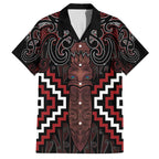 Maori Taiaha Whakairo Personalized Family Matching Puletasi and Hawaiian Shirt Red Poutama Motifs