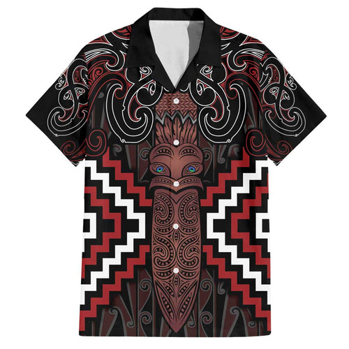 Maori Taiaha Whakairo Personalized Family Matching Summer Maxi Dress and Hawaiian Shirt Red Poutama Motifs