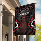 Maori Taiaha Whakairo Personalized Garden Flag Red Poutama Motifs