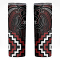 Maori Taiaha Whakairo Personalized Skinny Tumbler Red Poutama Motifs
