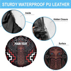 Maori Taiaha Whakairo Personalized Spare Tire Cover Red Poutama Motifs