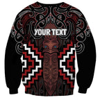 Maori Taiaha Whakairo Personalized Sweatshirt Red Poutama Motifs