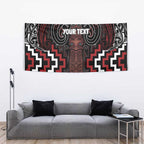 Maori Taiaha Whakairo Personalized Tapestry Red Poutama Motifs