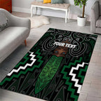 Maori Taiaha Pounamu Whakairo Personalized Area Rug Jade Poutama Motifs