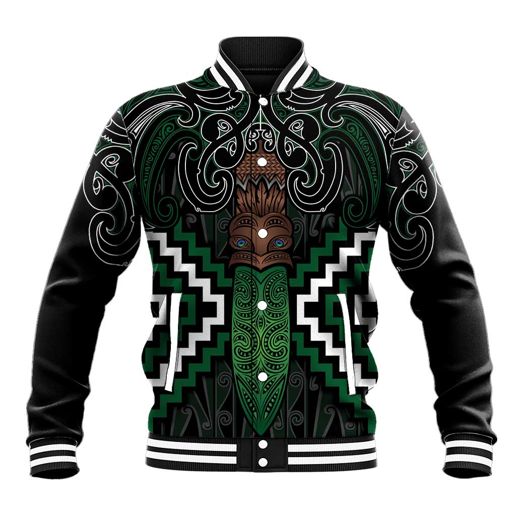 Maori Taiaha Pounamu Whakairo Personalized Baseball Jacket Jade Poutama Motifs
