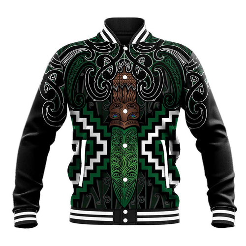 Maori Taiaha Pounamu Whakairo Personalized Baseball Jacket Jade Poutama Motifs