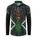 Maori Taiaha Pounamu Whakairo Personalized Button Sweatshirt Jade Poutama Motifs