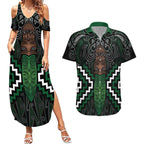 Maori Taiaha Pounamu Whakairo Personalized Couples Matching Summer Maxi Dress and Hawaiian Shirt Jade Poutama Motifs