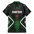 Maori Taiaha Pounamu Whakairo Personalized Family Matching Off The Shoulder Long Sleeve Dress and Hawaiian Shirt Jade Poutama Motifs