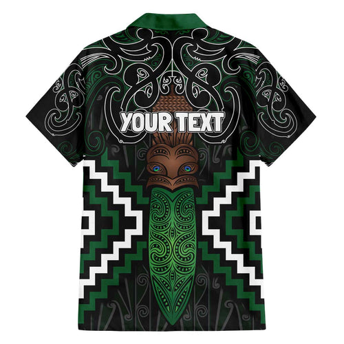 Maori Taiaha Pounamu Whakairo Personalized Family Matching Off The Shoulder Long Sleeve Dress and Hawaiian Shirt Jade Poutama Motifs