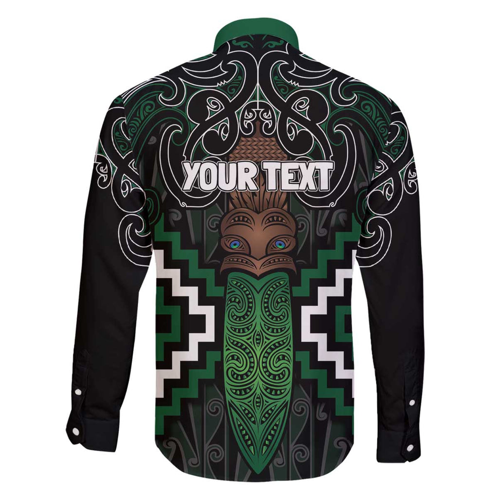 Maori Taiaha Pounamu Whakairo Personalized Family Matching Off The Shoulder Long Sleeve Dress and Hawaiian Shirt Jade Poutama Motifs