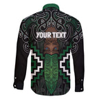 Maori Taiaha Pounamu Whakairo Personalized Family Matching Off The Shoulder Long Sleeve Dress and Hawaiian Shirt Jade Poutama Motifs