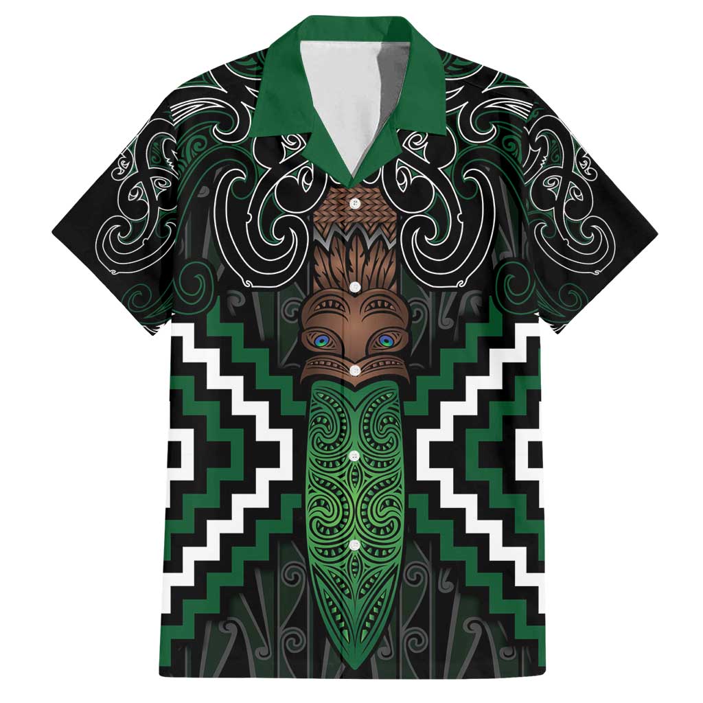 Maori Taiaha Pounamu Whakairo Personalized Family Matching Puletasi and Hawaiian Shirt Jade Poutama Motifs
