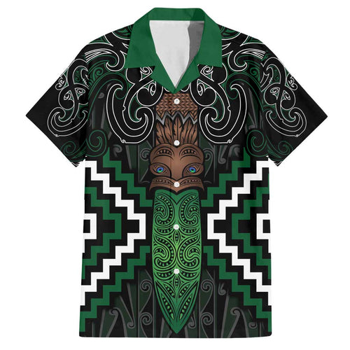 Maori Taiaha Pounamu Whakairo Personalized Family Matching Puletasi and Hawaiian Shirt Jade Poutama Motifs