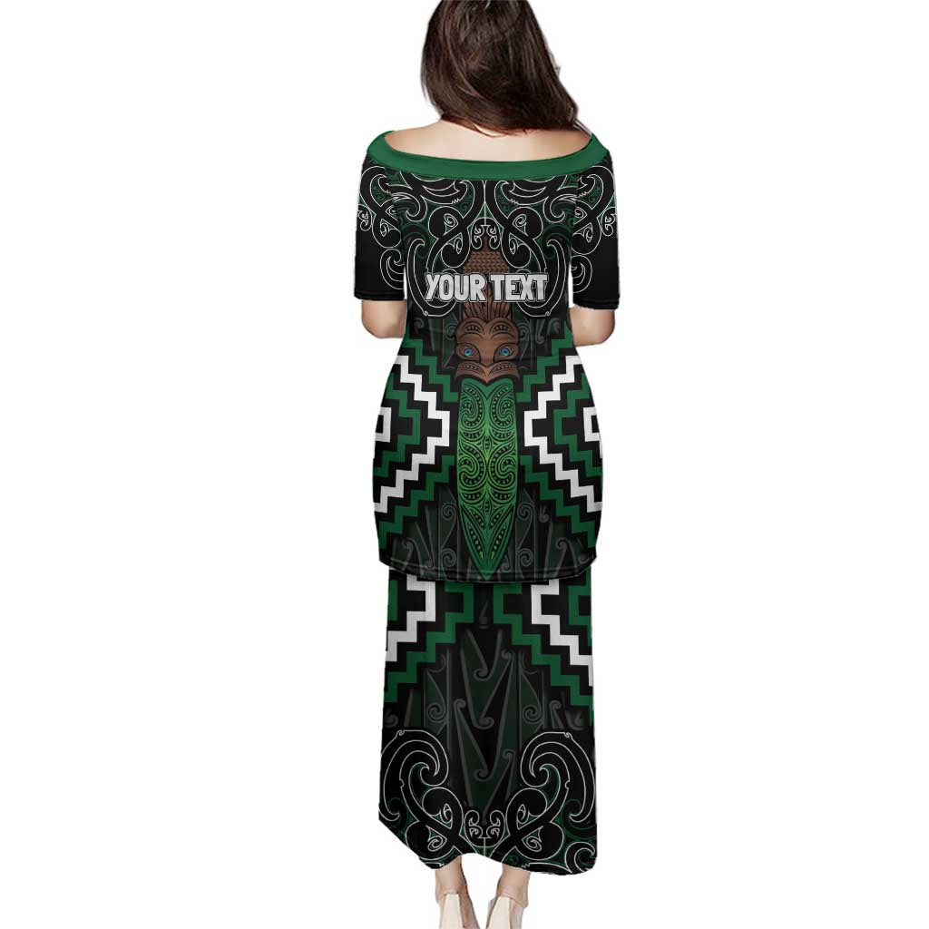 Maori Taiaha Pounamu Whakairo Personalized Family Matching Puletasi and Hawaiian Shirt Jade Poutama Motifs