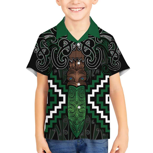 Maori Taiaha Pounamu Whakairo Personalized Family Matching Short Sleeve Bodycon Dress and Hawaiian Shirt Jade Poutama Motifs