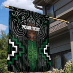 Maori Taiaha Pounamu Whakairo Personalized Garden Flag Jade Poutama Motifs