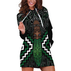 Maori Taiaha Pounamu Whakairo Personalized Hoodie Dress Jade Poutama Motifs