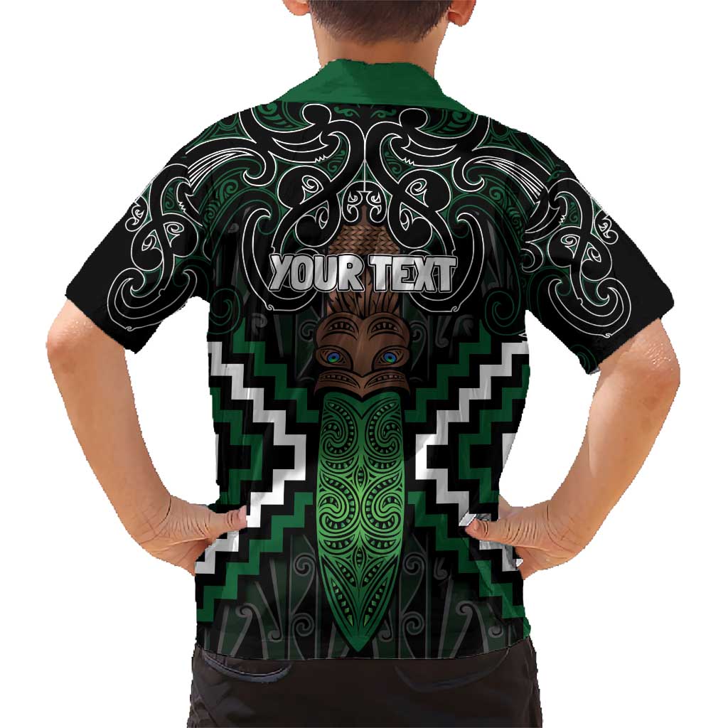 Maori Taiaha Pounamu Whakairo Personalized Kid Hawaiian Shirt Jade Poutama Motifs