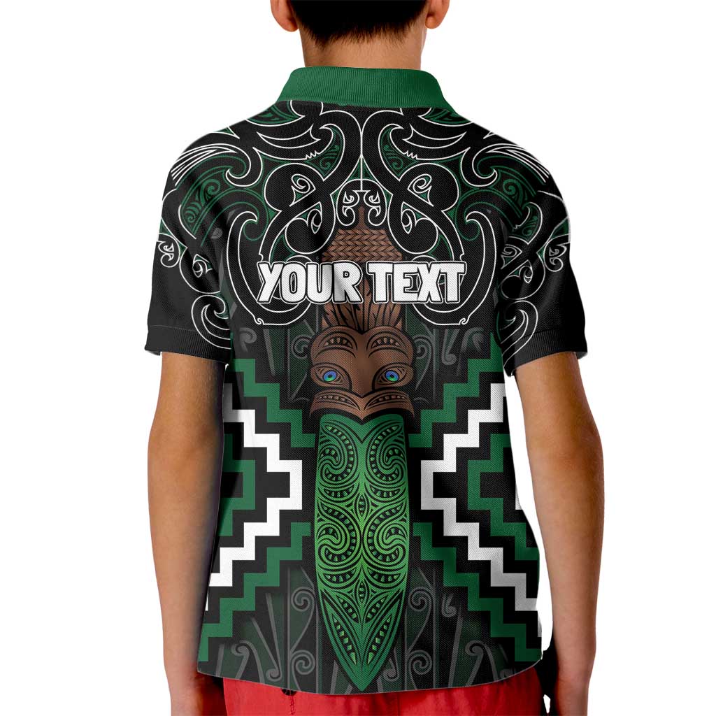 Maori Taiaha Pounamu Whakairo Personalized Kid Polo Shirt Jade Poutama Motifs