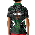 Maori Taiaha Pounamu Whakairo Personalized Kid Polo Shirt Jade Poutama Motifs