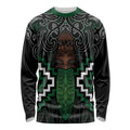 Maori Taiaha Pounamu Whakairo Personalized Long Sleeve Shirt Jade Poutama Motifs