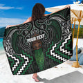 Maori Taiaha Pounamu Whakairo Personalized Sarong Jade Poutama Motifs