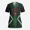 Maori Taiaha Pounamu Whakairo Personalized Scrub Top Jade Poutama Motifs - Aussie Hoodie