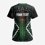 Maori Taiaha Pounamu Whakairo Personalized Scrub Top Jade Poutama Motifs - Aussie Hoodie