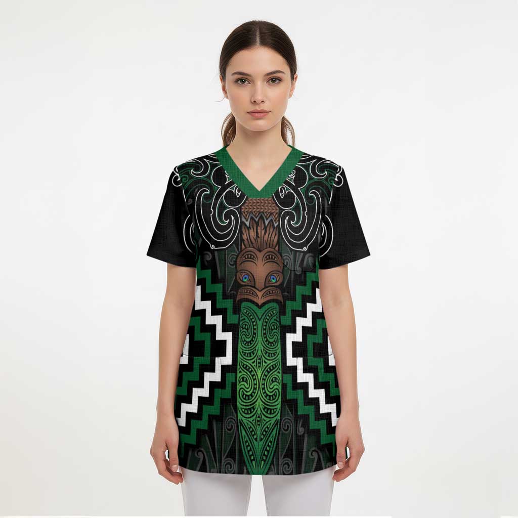 Maori Taiaha Pounamu Whakairo Personalized Scrub Top Jade Poutama Motifs - Aussie Hoodie