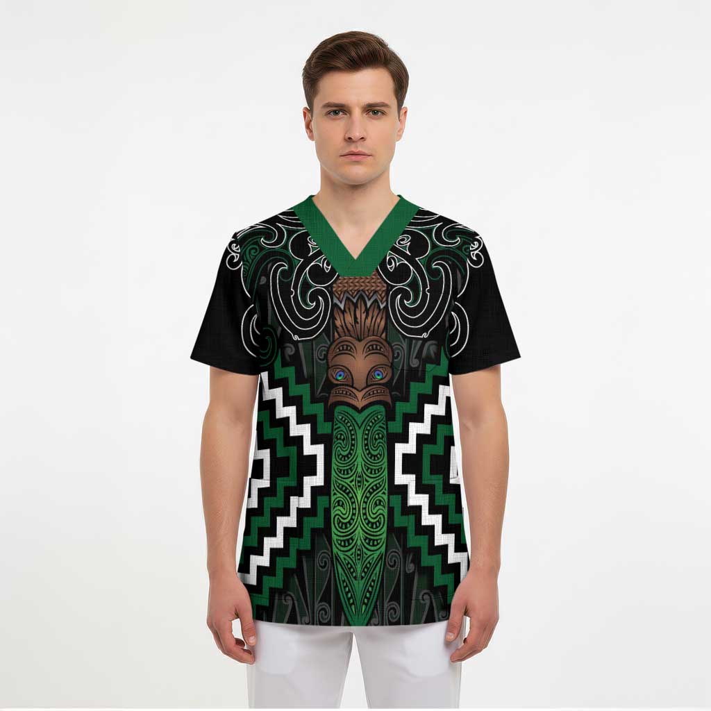 Maori Taiaha Pounamu Whakairo Personalized Scrub Top Jade Poutama Motifs - Aussie Hoodie