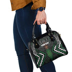 Maori Taiaha Pounamu Whakairo Personalized Shoulder Handbag Jade Poutama Motifs
