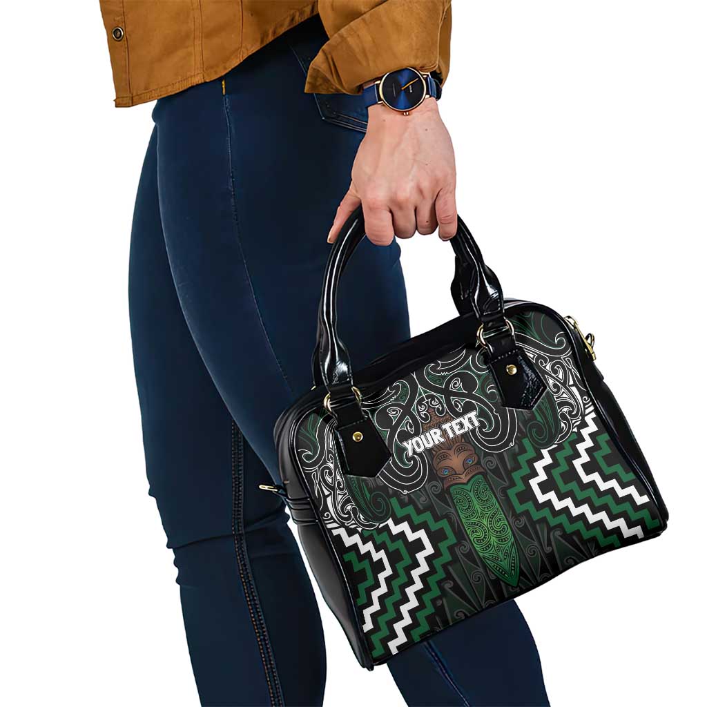 Maori Taiaha Pounamu Whakairo Personalized Shoulder Handbag Jade Poutama Motifs