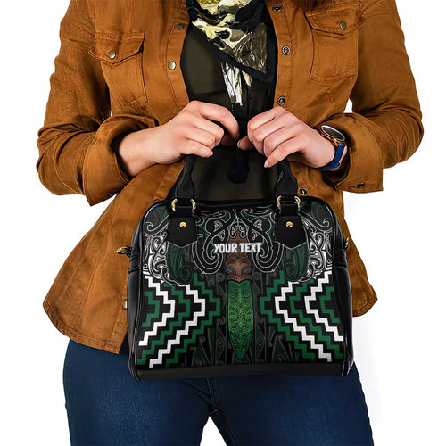 Maori Taiaha Pounamu Whakairo Personalized Shoulder Handbag Jade Poutama Motifs