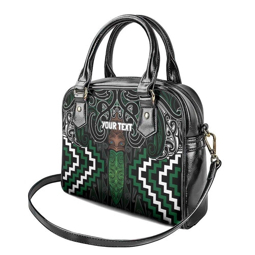Maori Taiaha Pounamu Whakairo Personalized Shoulder Handbag Jade Poutama Motifs