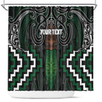 Maori Taiaha Pounamu Whakairo Personalized Shower Curtain Jade Poutama Motifs
