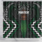 Maori Taiaha Pounamu Whakairo Personalized Shower Curtain Jade Poutama Motifs