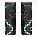 Maori Taiaha Pounamu Whakairo Personalized Skinny Tumbler Jade Poutama Motifs