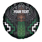 Maori Taiaha Pounamu Whakairo Personalized Spare Tire Cover Jade Poutama Motifs