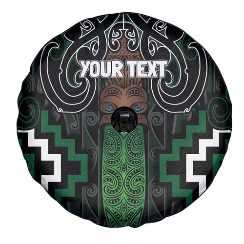 Maori Taiaha Pounamu Whakairo Personalized Spare Tire Cover Jade Poutama Motifs