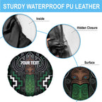 Maori Taiaha Pounamu Whakairo Personalized Spare Tire Cover Jade Poutama Motifs