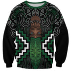 Maori Taiaha Pounamu Whakairo Personalized Sweatshirt Jade Poutama Motifs