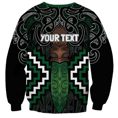 Maori Taiaha Pounamu Whakairo Personalized Sweatshirt Jade Poutama Motifs