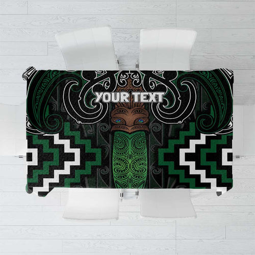 Maori Taiaha Pounamu Whakairo Personalized Tablecloth Jade Poutama Motifs