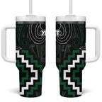 Maori Taiaha Pounamu Whakairo Personalized Tumbler With Handle Jade Poutama Motifs