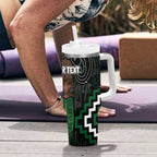 Maori Taiaha Pounamu Whakairo Personalized Tumbler With Handle Jade Poutama Motifs