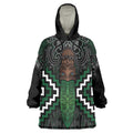 Maori Taiaha Pounamu Whakairo Personalized Wearable Blanket Hoodie Jade Poutama Motifs
