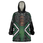 Maori Taiaha Pounamu Whakairo Personalized Wearable Blanket Hoodie Jade Poutama Motifs