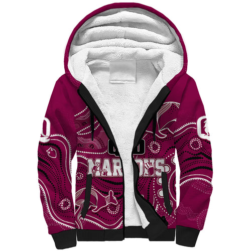 personalised-qld-maroons-rugby-indigenous-sherpa-hoodie-kangaroo-mix-boomerang