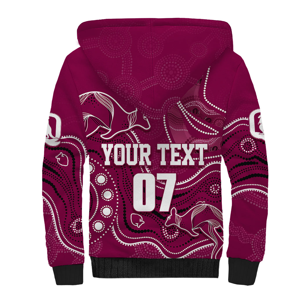 personalised-qld-maroons-rugby-indigenous-sherpa-hoodie-kangaroo-mix-boomerang